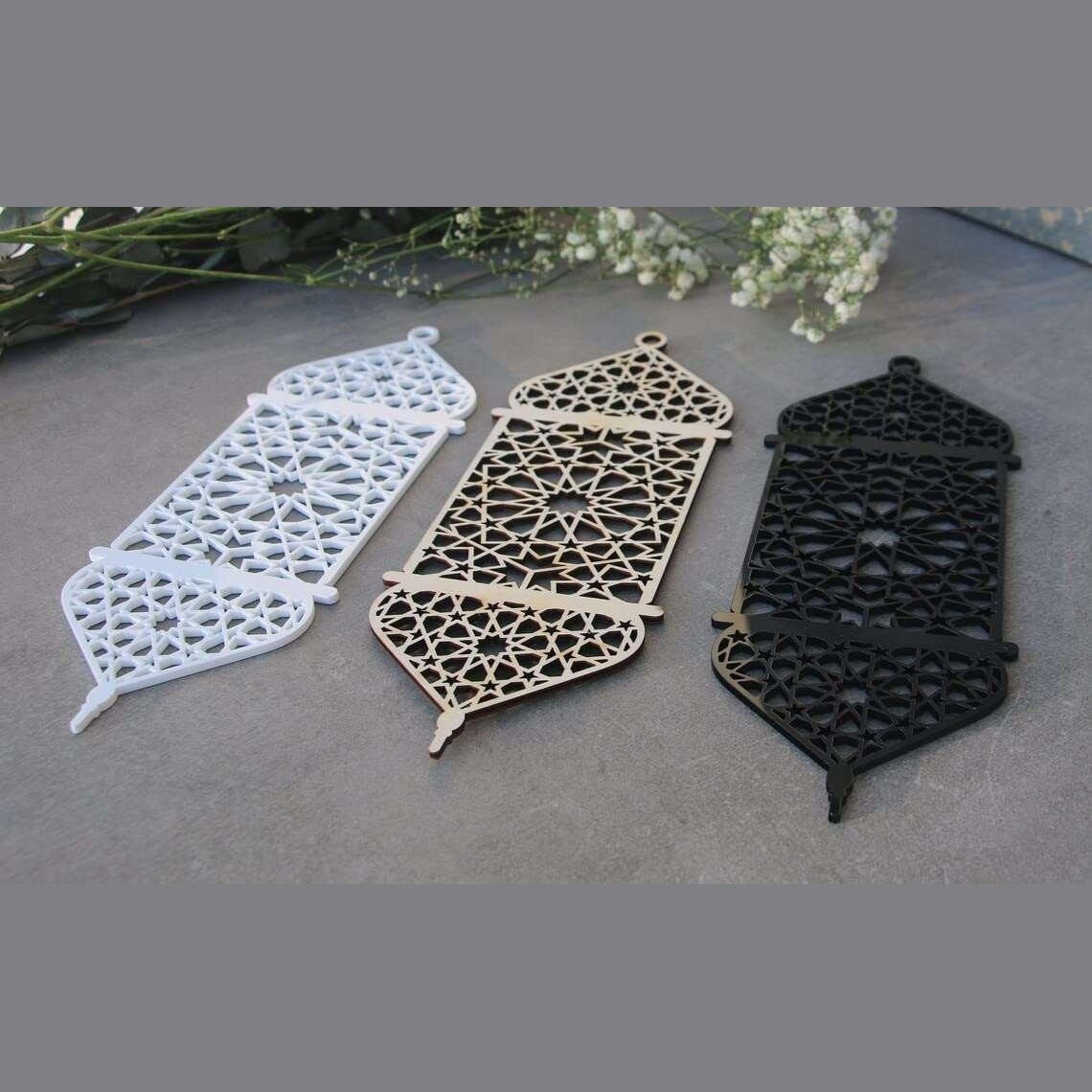 Haoser Ramadan Lanterns Unfinished Wooden Cutouts Ramadan Lamps Pack of 3 Ramadan Decors Ramadanwall Decors Ramadan Decor Mubarak Islamic Gift Islamic Wood Lanterns(11.8x4.5 in) - Haoser